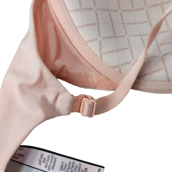 Victoria's Secret Uplift Semi Demi Bra Pink Peach 32DD Underwire Adj Seamless - Picture 6 of 11